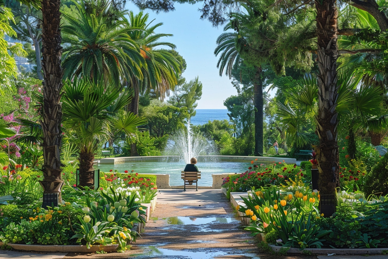 Vue panoramique d'un parc luxuriant à Nice, illustrant les espaces verts urbains sur la Côte d'Azur