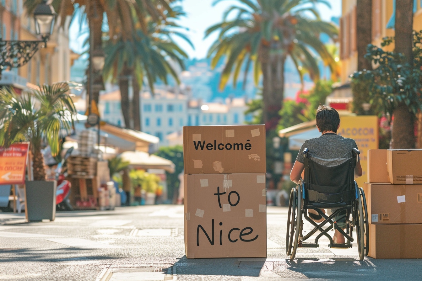 Couple heureux recevant une aide financière pour déménagement de personne handicapée à Nice