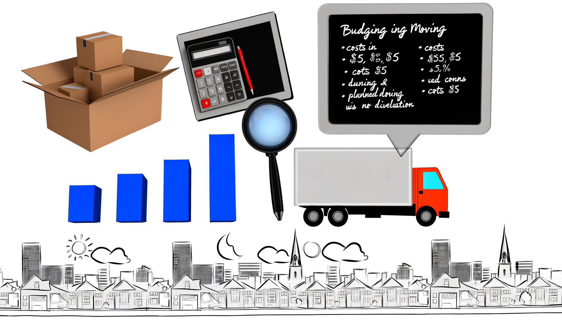 Equipe de déménagement transportant des cartons sur fond de la ville de Nice pour illustrer la planification des coûts et tarifs.